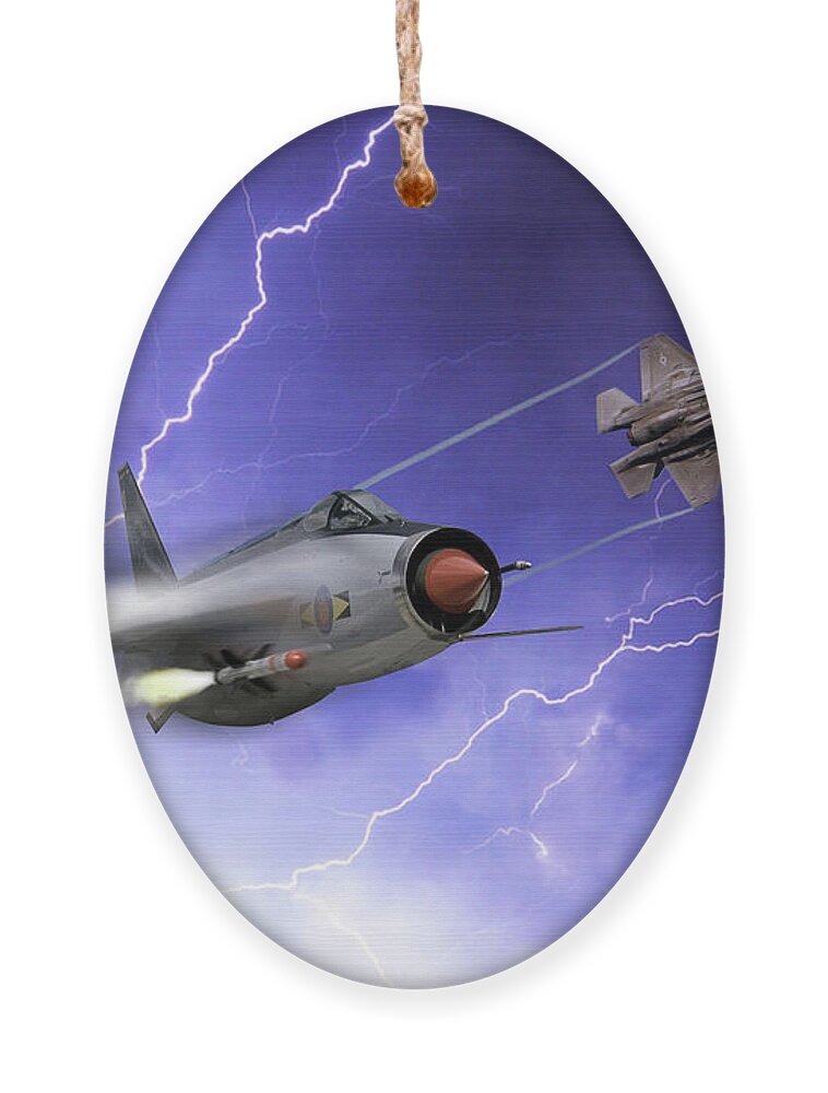 Lightnings Ornament featuring the digital art Lightnings by Airpower Art