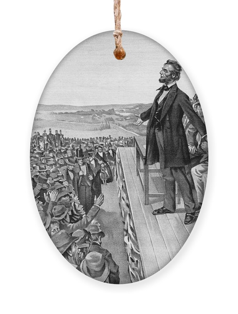 Gettysburg Address Ornament featuring the drawing Lincoln Delivering The Gettysburg Address by War Is Hell Store