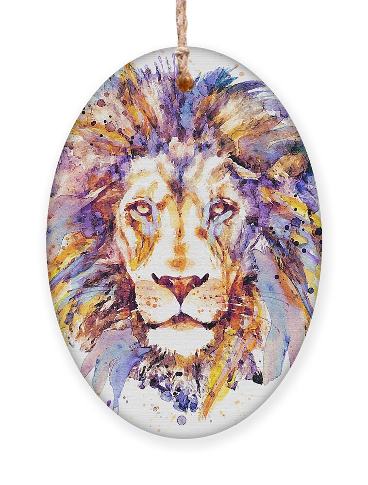 Lion Ornament featuring the painting Lion Head by Marian Voicu