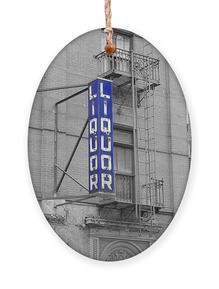 Richard Reeve Ornament featuring the photograph Liquor Store NYC by Richard Reeve