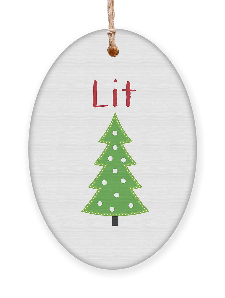 Christmas Ornament featuring the digital art Lit Christmas Tree- Art by Linda Woods by Linda Woods