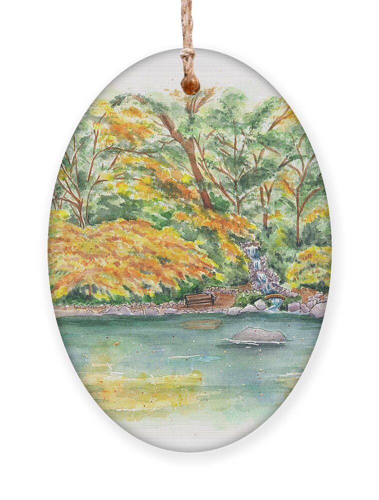 Lithia Park Ornament featuring the painting Lithia Park Reflections by Lori Taylor