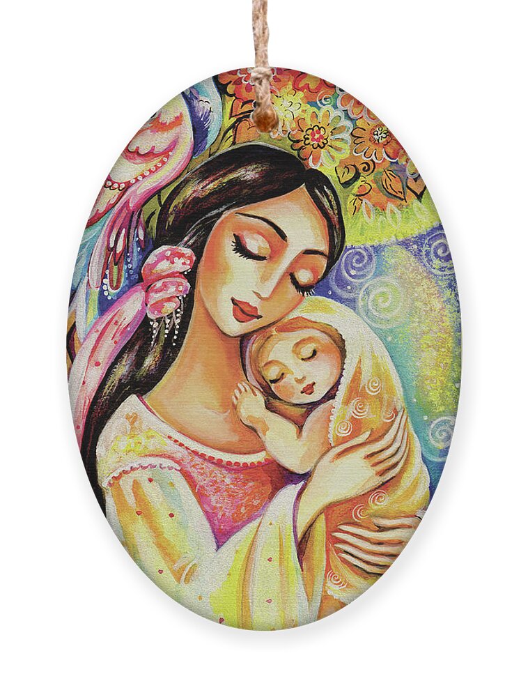 Mother And Child Ornament featuring the painting Little Angel Dreaming by Eva Campbell