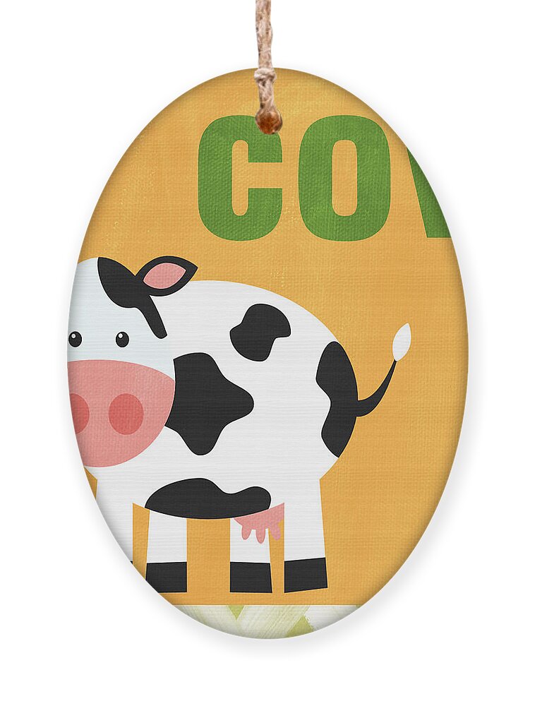 Cow Ornament featuring the painting Little Cow by Linda Woods
