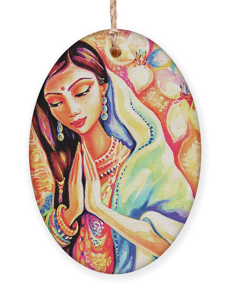 Praying Woman Ornament featuring the painting Little Himalayan Pray by Eva Campbell