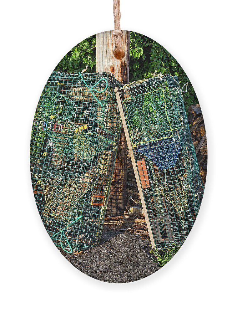 Maine Ornament featuring the photograph Lobster Pots - Perkins Cove - Maine by Steven Ralser