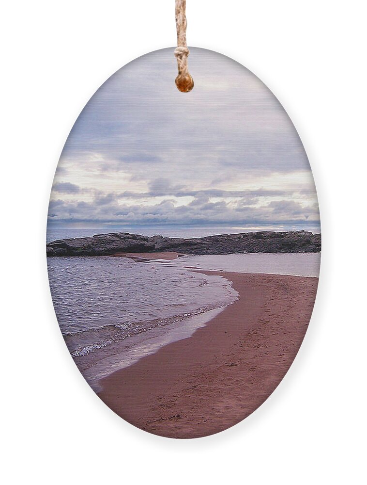 Lake Superior Ornament featuring the photograph Long Rock In Lake Superior by Phil Perkins