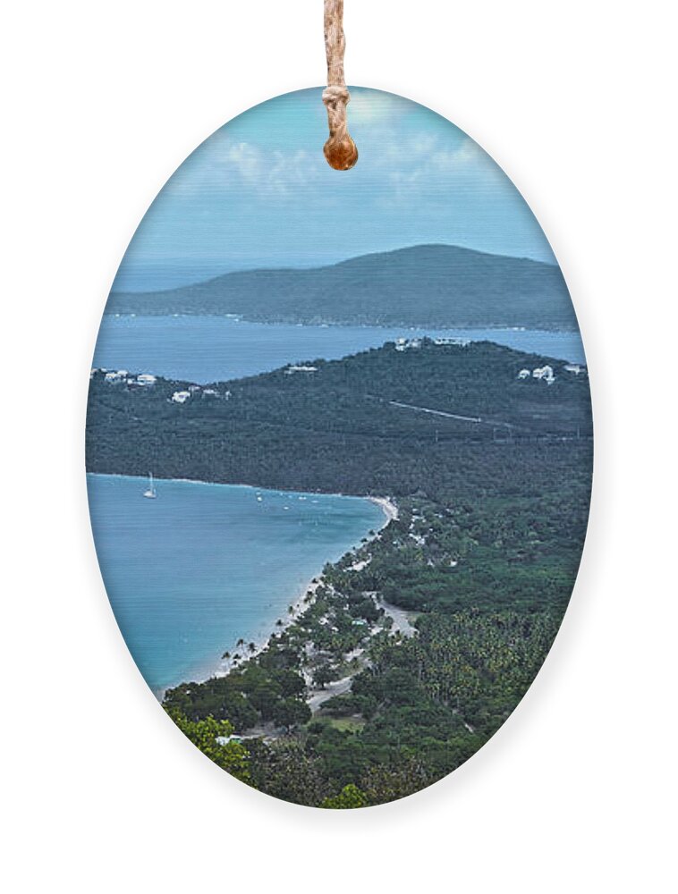 Bay Ornament featuring the photograph Looking Down on a Tropical Bay by Judy Hall-Folde