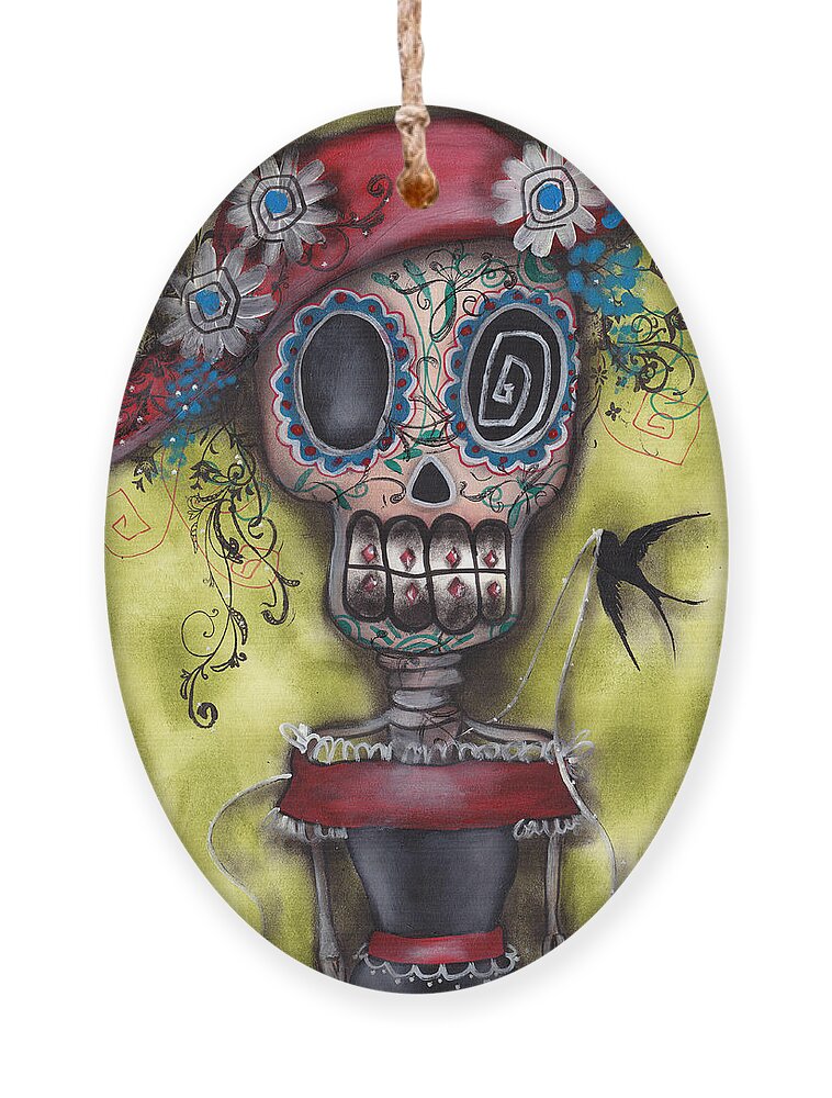 Day Of The Dead Paintings Ornament featuring the painting Looking for Love by Abril Andrade