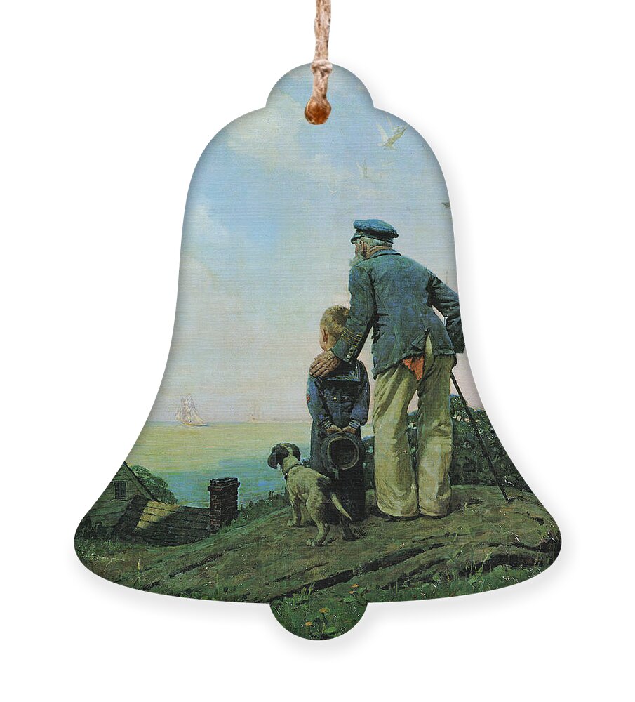 Norman Rockwell Ornament featuring the painting Looking Out To Sea by Norman Rockwell