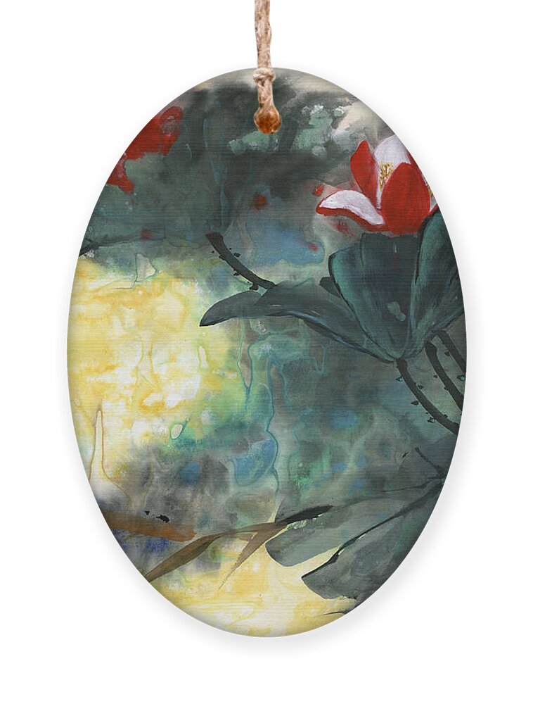 Lotus Ornament featuring the painting Lotus Dreams by Charlene Fuhrman-Schulz