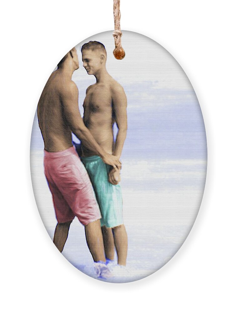 Love Ornament featuring the painting Love at the Beach by Troy Caperton