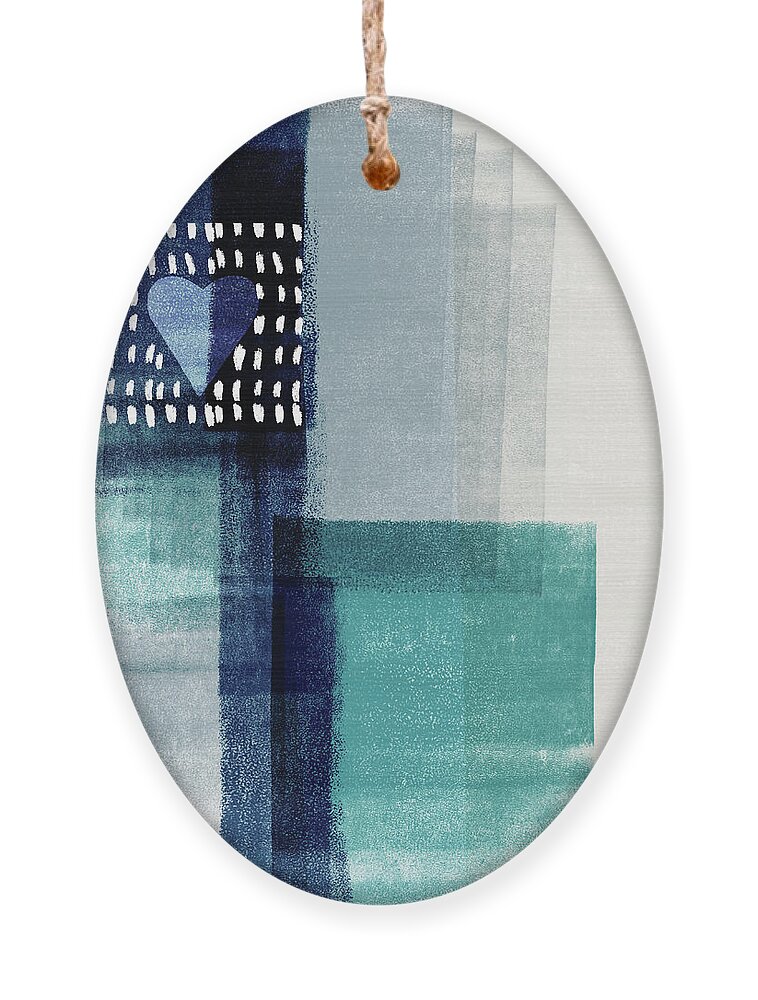 Minimal Ornament featuring the mixed media Love In Shades Of Blue- Abstract Art by Linda Woods by Linda Woods