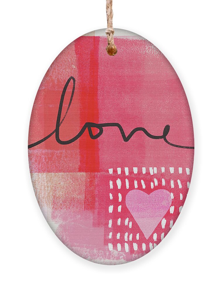 Love Heart Valentine Card Notebook Pink Red White Contemporary Abstract Family Friend I Love You Art Wedding Shower Anniversary Home Decorairbnb Decorliving Room Artbedroom Artcorporate Artset Designgallery Wallart By Linda Woodsart For Interior Designersgreeting Cardpillowtotehospitality Arthotel Artart Licensing Ornament featuring the mixed media Love Notes- Art by Linda Woods by Linda Woods