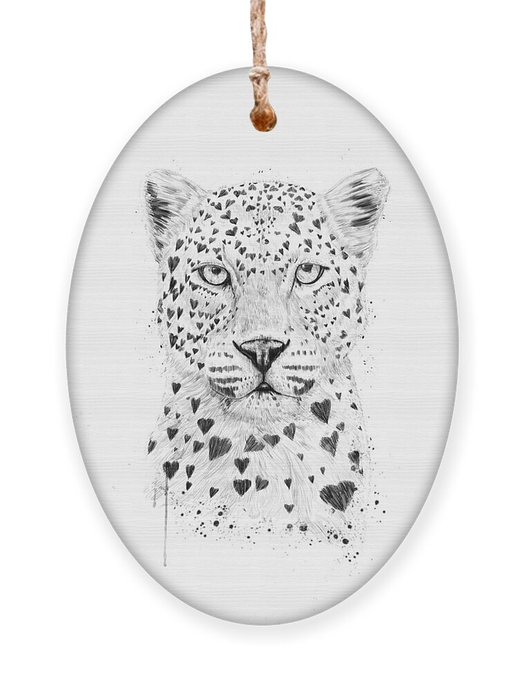 Leopard Ornament featuring the drawing Lovely leopard by Balazs Solti