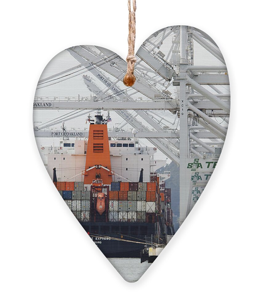 Made In China Ornament featuring the photograph Made in China -- Container Ship Kobe Express at Port of Oakland, California by Darin Volpe