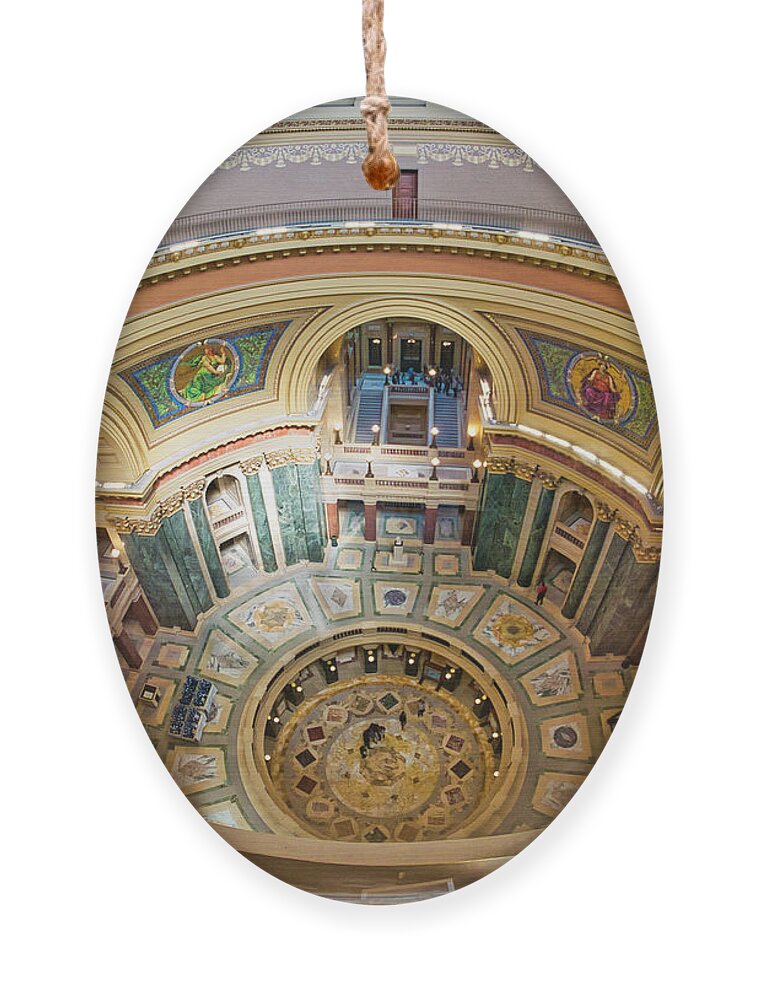 Madison Ornament featuring the photograph Madison Capitol Rotunda by Steven Ralser