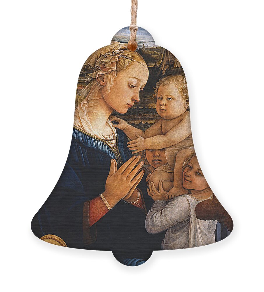 Fra Filippo Lippi Ornament featuring the painting Madonna with child and two Angels by Fra Filippo Lippi