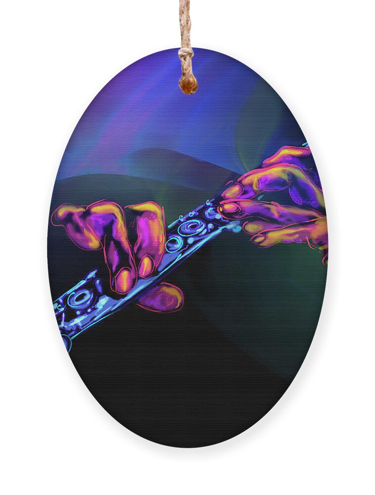 Flute Ornament featuring the painting Magic Flute by DC Langer