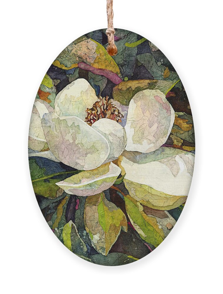 Magnolia Ornament featuring the painting Magnolia Blossom by Hailey E Herrera