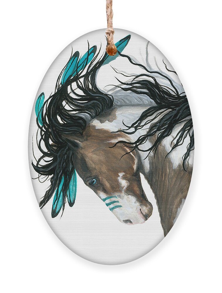 Turquoise Ornament featuring the painting Majestic Turquoise Horse by AmyLyn Bihrle