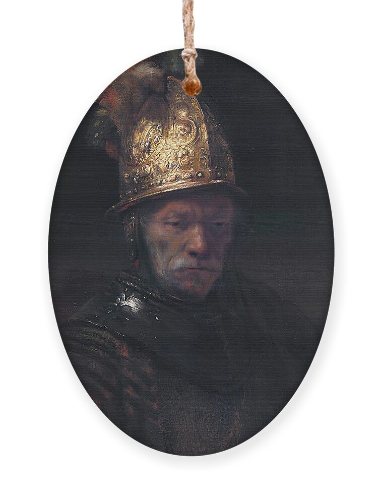 Man Ornament featuring the painting Man in the Golden Helmet by Rembrandt van Rijn