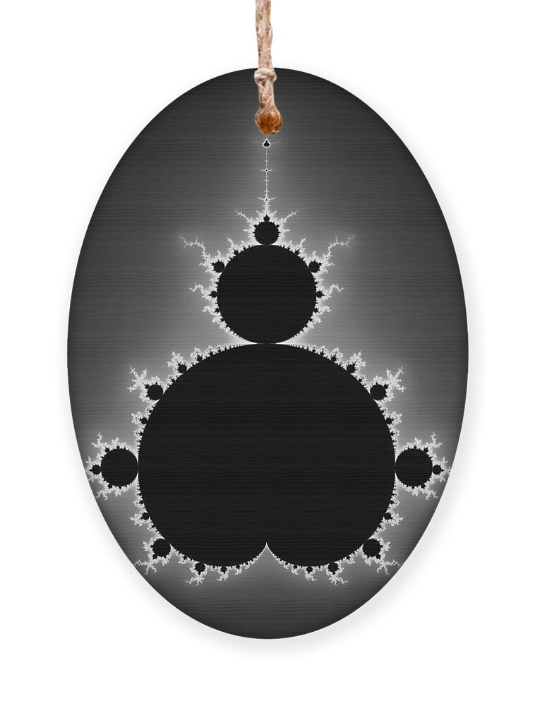 Mandelbrot Set Ornament featuring the digital art Mandelbrot Set black and white Fractal Art by Matthias Hauser