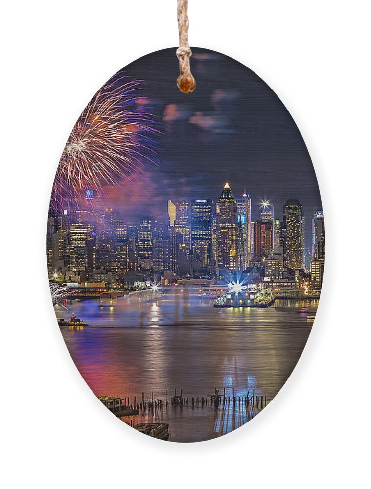 Fireworks Ornament featuring the photograph Manhattan NYC Summer Fireworks by Susan Candelario