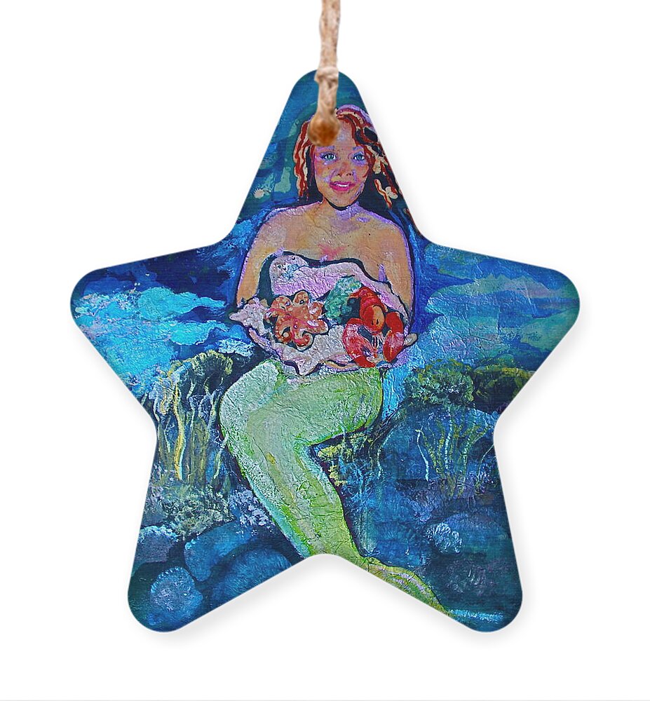 Mermaid Ornament featuring the painting Maria La Mer by Julie Komenda