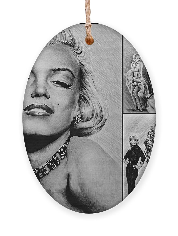Marilyn Monroe Ornament featuring the painting Marilyn collage 2 by Andrew Read