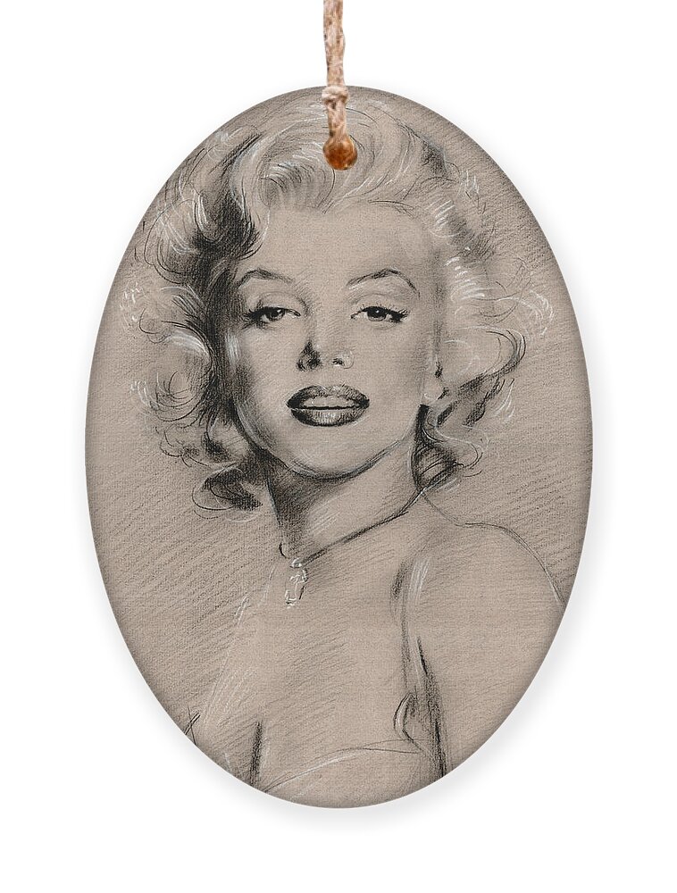 Marilyn Monroe Art Ornament featuring the drawing Marilyn Monroe by Ylli Haruni