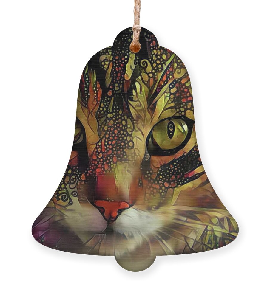 Cat Ornament featuring the digital art Marmalade in the Morning by Peggy Collins