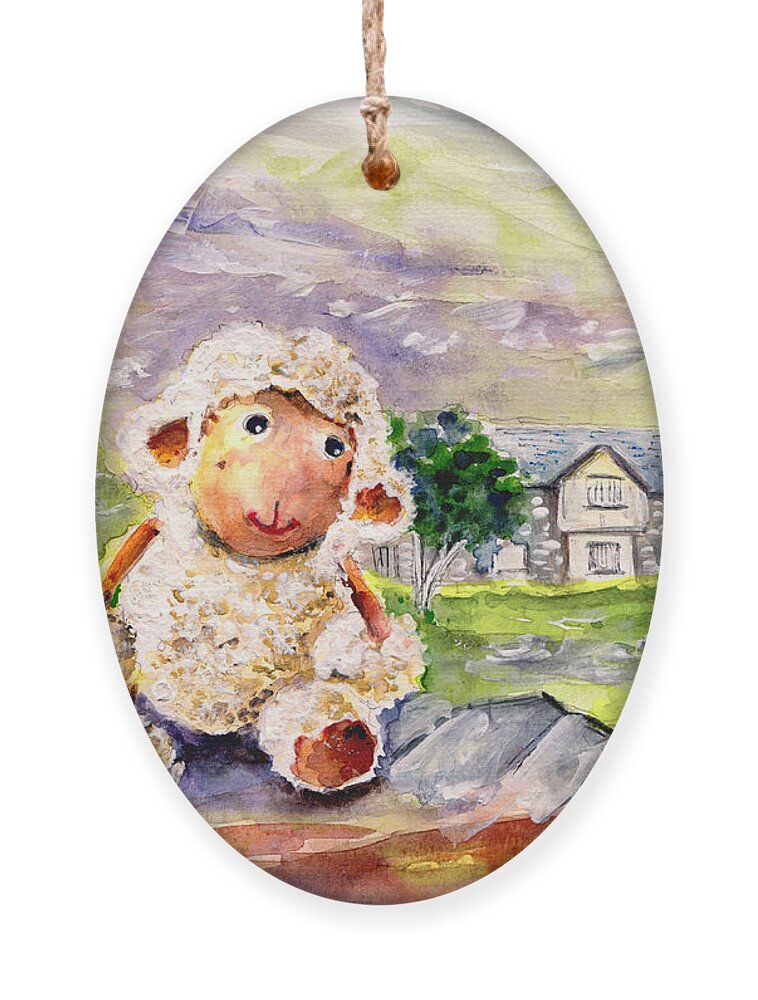 Animals Ornament featuring the painting Mary The Scottish Sheep by Miki De Goodaboom