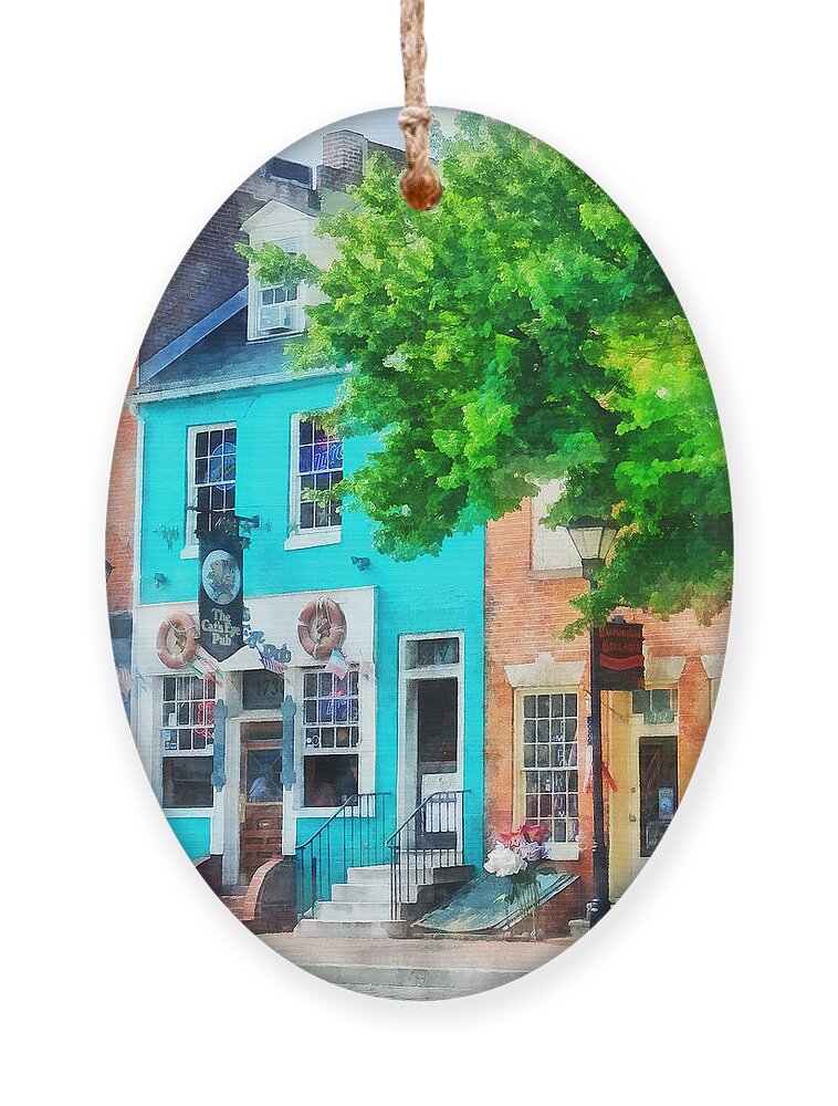 Pub Ornament featuring the photograph Maryland - Neighborhood Pub Fells Point MD by Susan Savad