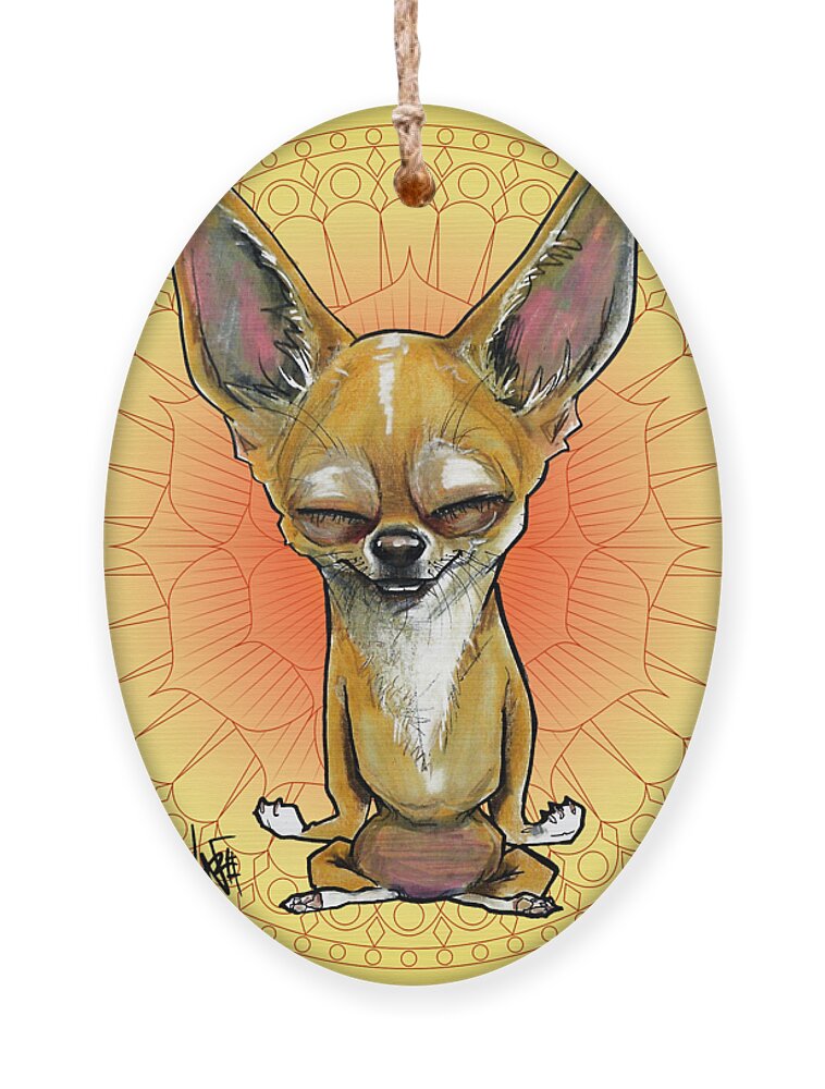 Chihuahua Ornament featuring the drawing Meditating Chihuahua by John LaFree