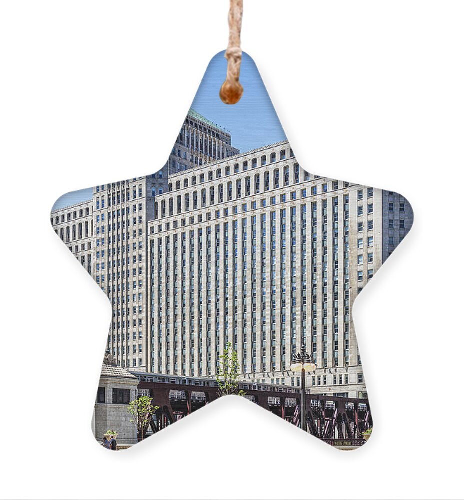 Art Ornament featuring the photograph Merchandise Mart Overlooking the L by David Levin