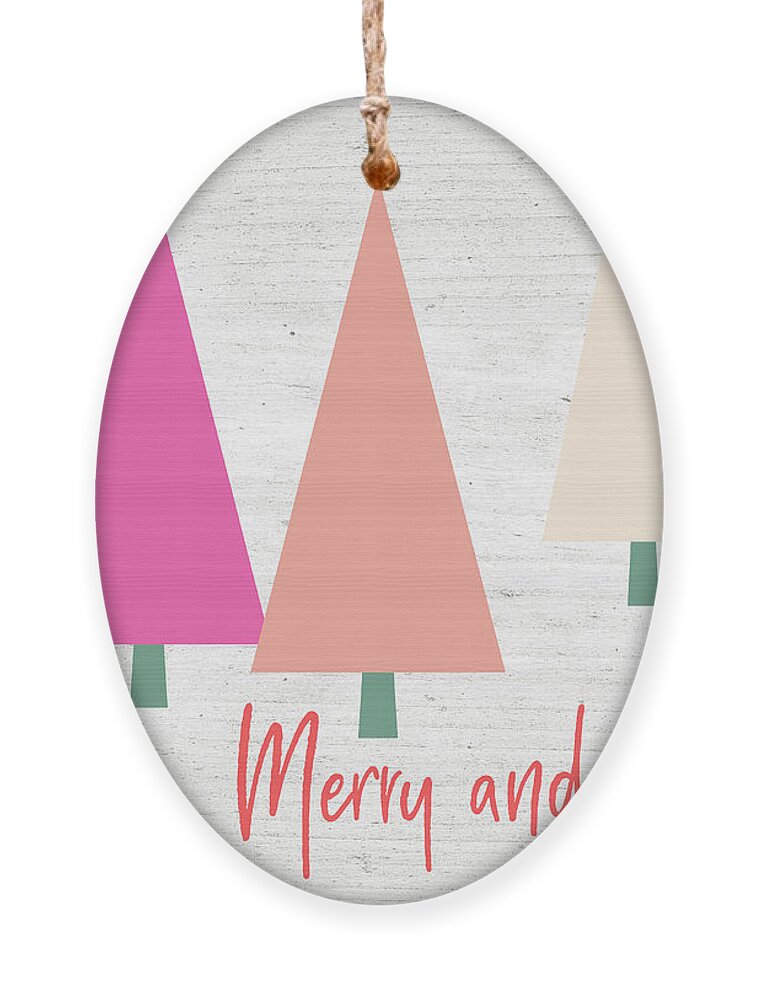 Merry And Bright Ornament featuring the mixed media Merry and Bright Trees- Art by Linda Woods by Linda Woods