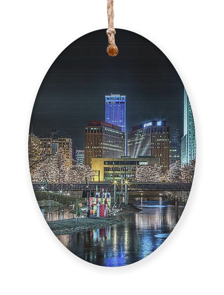 Omaha Ornament featuring the photograph Merry Christmas Omaha by Susan Rissi Tregoning