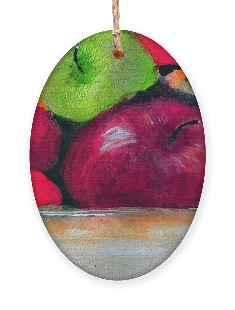 Fruit Ornament featuring the painting Messing Around With Fruit Bowl Design on White by Lisa Kaiser