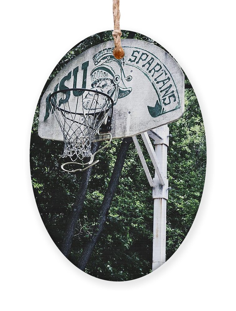 Classic Sparty Ornament featuring the photograph Michigan State Practice Hoop by Michelle Calkins