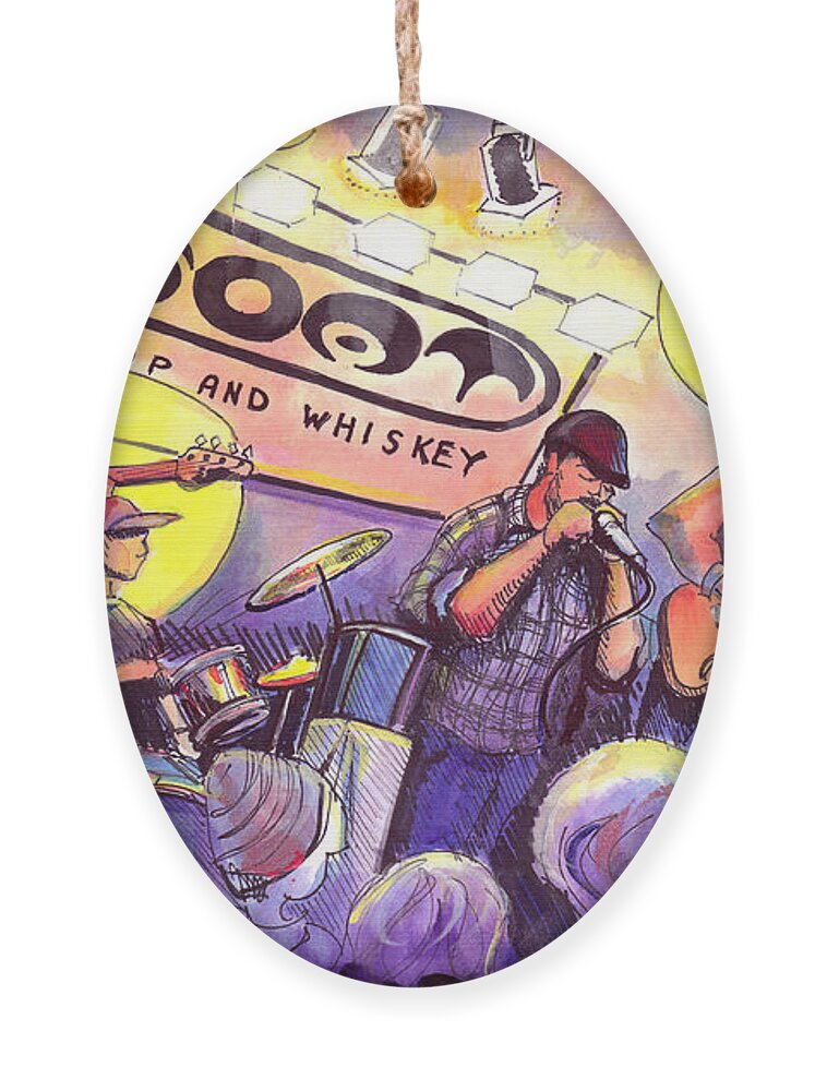Miles Ornament featuring the painting Miles Guzman Band by David Sockrider