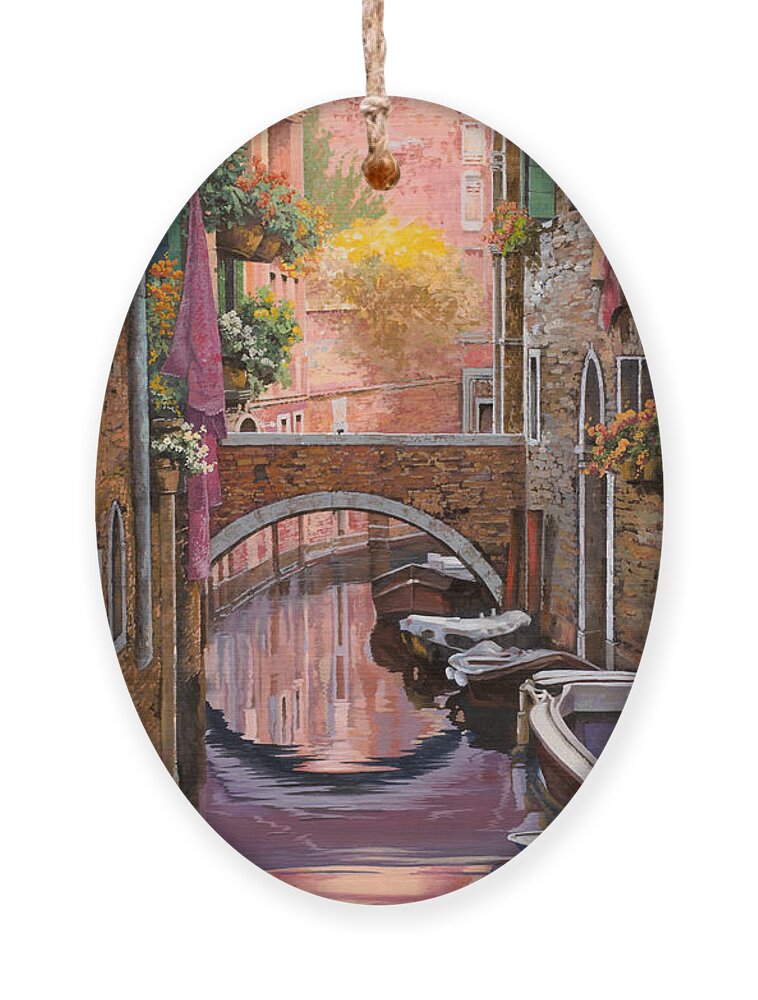 Venice Ornament featuring the painting Mimosa Sui Canali by Guido Borelli