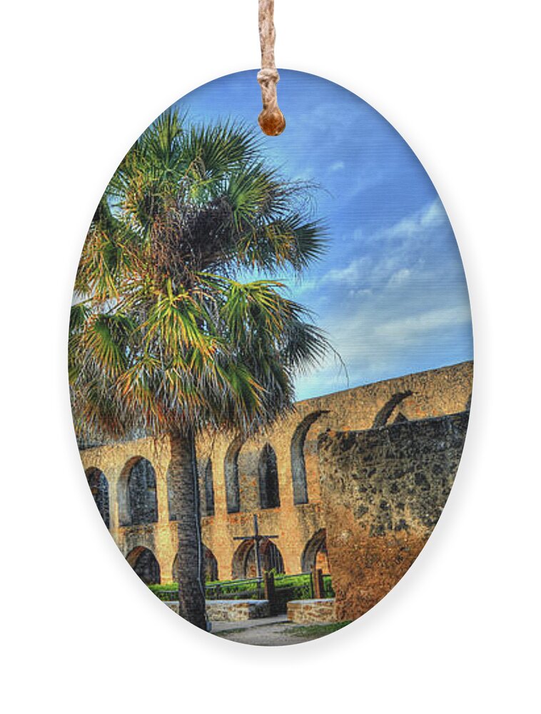 San Antonio Ornament featuring the photograph Mission San Jose HDR by Michael Tidwell