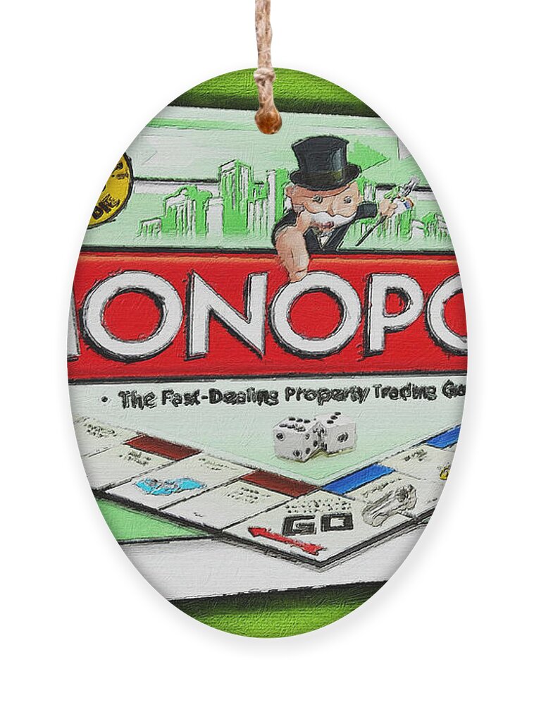 Monopoly Ornament featuring the painting Monopoly Board Game Painting by Tony Rubino