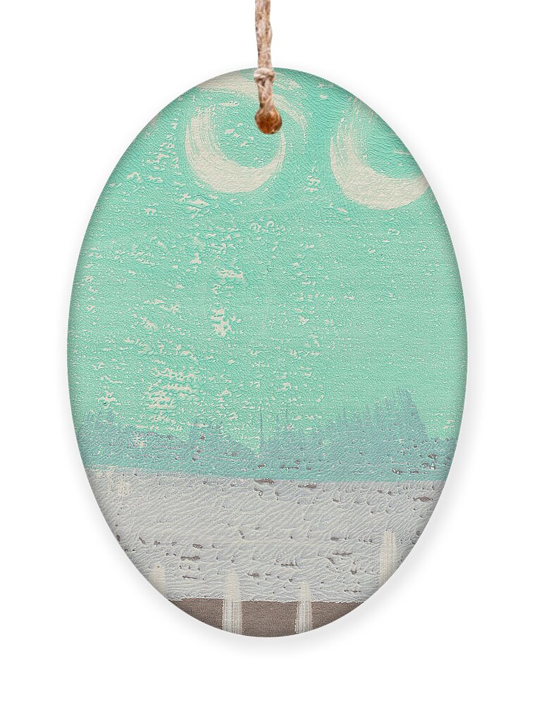 Abstract Ornament featuring the painting Moon Over The Sea by Linda Woods