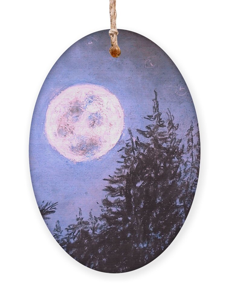 Sparkling Moon Ornament featuring the drawing Moon Sight by Jen Shearer