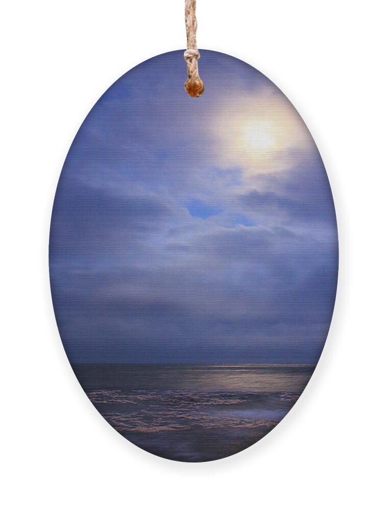 Cape Hatteras Ornament featuring the photograph Moonlight on the Ocean at Hatteras by Joni Eskridge