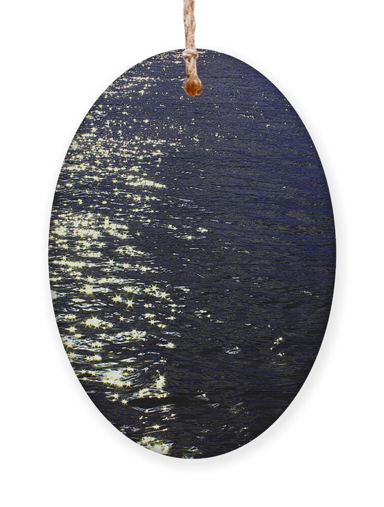 Ocean Ornament featuring the photograph Moonlight Sparkles on the Sea by Linda Woods