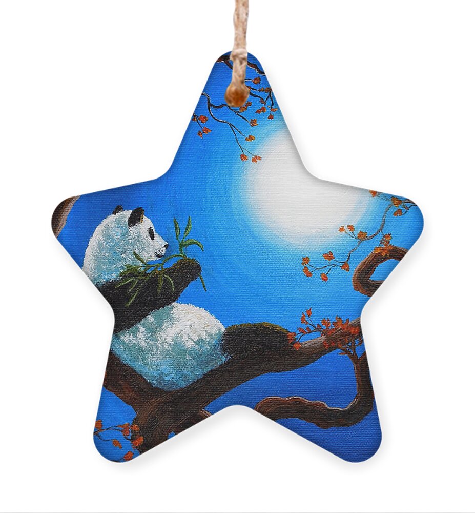 Zen Ornament featuring the painting Moonlit Snack by Laura Iverson