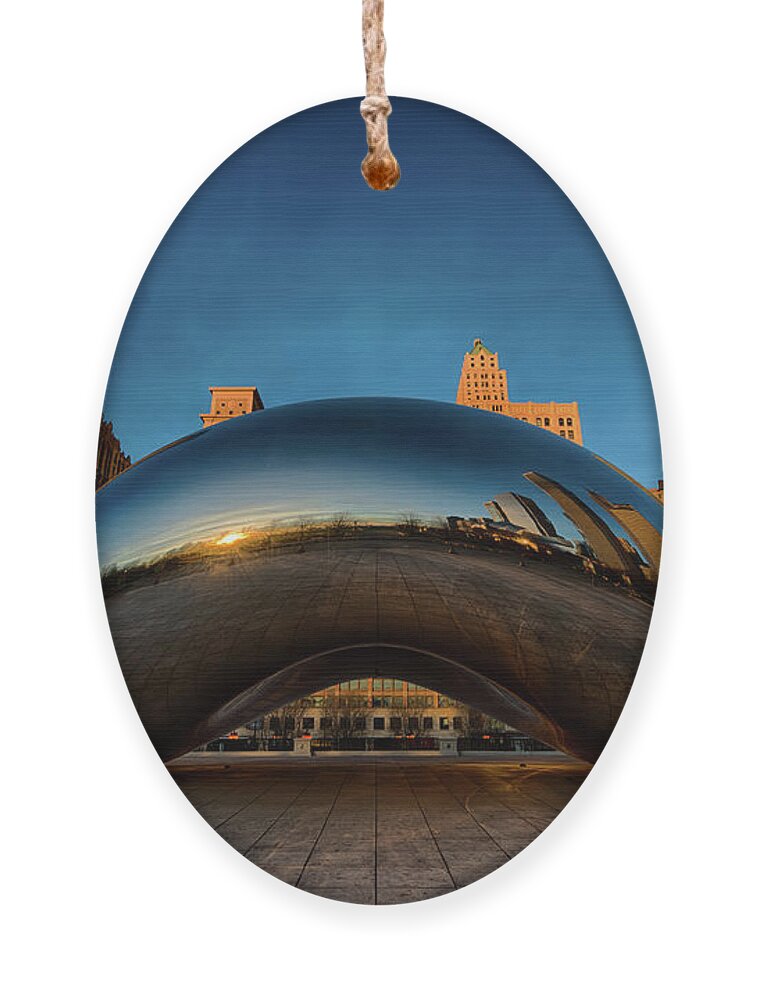Chicago Cloud Gate Ornament featuring the photograph Morning Bean by Sebastian Musial